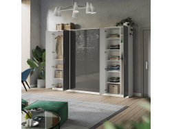 SMARTBett Wohnwand Set mit Schrankbett Standard 140x200 Vertikal + 2 x 80-Schränke in verschiedenen Farben
