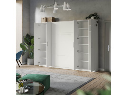 SMARTBett Wohnwand Set mit Schrankbett Standard 140x200 Vertikal + 2 x 80-Schränke in verschiedenen Farben