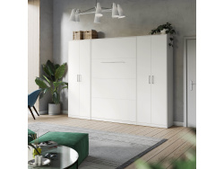 SMARTBett Wohnwand Set mit Schrankbett Standard 140x200 Vertikal + 2 x 80-Schränke in verschiedenen Farben