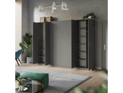 SMARTBett Wohnwand Set mit Schrankbett Standard 140x200 Vertikal + 2 x 80-Schränke in verschiedenen Farben
