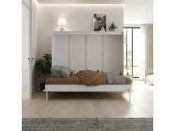 SMARTBett Murphy bed Classic 160x200cm Horizontal WHITE | Wall bed, wall-folding bed for the guest room, office, living room, bedroom
