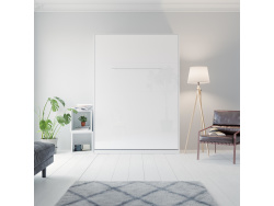SMARTBett Wall unit set with Foldaway bed standard 140x200 vertical + 2 x 80 Wardrobe White/ White Gloss