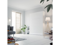 SMARTBett Wall unit set with Foldaway bed standard 140x200 vertical + 2 x 80 Wardrobe White/ White Gloss