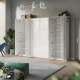 SMARTBett Wohnwand Set mit Schrankbett Standard 140x200 Vertikal + 2 x 80-Schränke Weiß/ Weiß Hochglanz