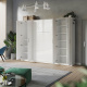 SMARTBett Wall unit set with Foldaway bed standard 140x200 vertical + 2 x 80 Wardrobe White/ White Gloss