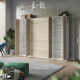 SMARTBett Wohnwand Set mit Schrankbett Standard 140x200 Vertikal + 2 x 80-Schränke Weiß Eiche Sonoma
