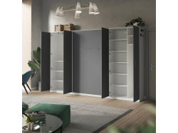 SMARTBett Wohnwand Set mit Schrankbett Standard 140x200 Vertikal + 2 x100-Schränke Weiß/Anthrazit