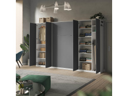 SMARTBett Wohnwand Set mit Schrankbett Standard 140x200 Vertikal + 2 x100-Schränke Weiß/Anthrazit
