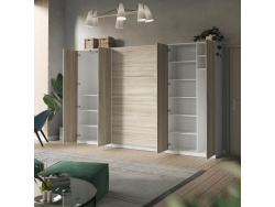 SMARTBett wall unit set with wall bed standard 140x200 vertical+ 2x100 cupboards in different colors White/ Oak Sonoma