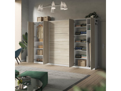 SMARTBett wall unit set with wall bed standard 140x200 vertical+ 2x100 cupboards in different colors White/ Oak Sonoma