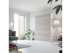 SMARTBett wall unit set with wall bed standard 140x200 vertical+ 2x100 cupboards in different colors White/ Oak Sonoma