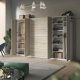SMARTBett wall unit set with wall bed standard 140x200 vertical+ 2x100 cupboards in different colors White/ Oak Sonoma