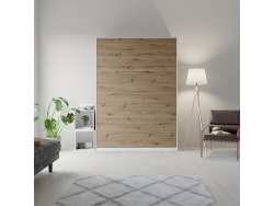 SMARTBett wall unit set with wall bed standard 140x200 vertical+ 2x100 cupboards in different colors White/ Wild oak