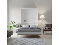 SMARTBett wall unit set with wall bed standard 140x200 vertical+ 2x100 cupboards in different colors White/ Wild oak