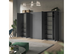 SMARTBett Wohnwand Set mit Schrankbett Standard 140x200 Vertikal + 2 x100-Schränke Anthrazit/Anthrazit