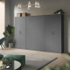 SMARTBett Wohnwand Set mit Schrankbett Standard 140x200 Vertikal + 2 x100-Schränke Anthrazit/Anthrazit
