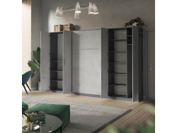 SMARTBett Wohnwand Set mit Schrankbett Standard 140x200 Vertikal + 2 x100-Schränke Anthrazit/Betonoptik