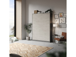 SMARTBett Wohnwand Set mit Schrankbett Standard 140x200 Vertikal + 2 x100-Schränke Anthrazit/Betonoptik