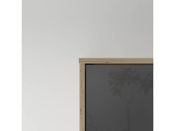 SMARTBett Wohnwand Set mit Schrankbett Standard 140x200 Vertikal + 2 x100-Schränke Wildeiche/Anthrazit Hochglanz