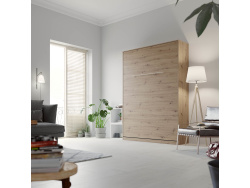 SMARTBett wall unit set with wall bed standard 140x200 vertical+ 2x100 cupboards in different colors Wild oak/ Wild oak