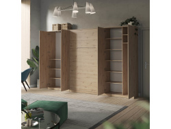 SMARTBett wall unit set with wall bed standard 140x200 vertical+ 2x100 cupboards in different colors Wild oak/ Wild oak