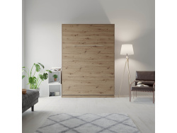 SMARTBett wall unit set with wall bed standard 140x200 vertical+ 2x100 cupboards in different colors Wild oak/ Wild oak