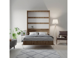 SMARTBett wall unit set with wall bed standard 140x200 vertical+ 2x100 cupboards in different colors Wild oak/ Wild oak