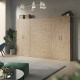 SMARTBett wall unit set with wall bed standard 140x200 vertical+ 2x100 cupboards in different colors Wild oak/ Wild oak