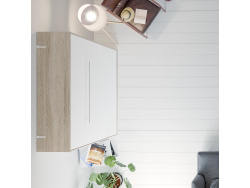 SMARTBett wall unit set with wall bed standard 140x200 vertical+ 2x100 cupboards in different colors Oak Sonoma/ White high gloss
