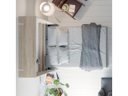 SMARTBett wall unit set with wall bed standard 140x200 vertical+ 2x100 cupboards in different colors Oak Sonoma/ White high gloss