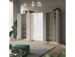SMARTBett wall unit set with wall bed standard 140x200 vertical+ 2x100 cupboards in different colors Oak Sonoma/ White high gloss
