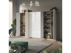SMARTBett wall unit set with wall bed standard 140x200 vertical+ 2x100 cupboards in different colors Oak Sonoma/ White high gloss