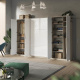 SMARTBett wall unit set with wall bed standard 140x200 vertical+ 2x100 cupboards in different colors Oak Sonoma/ White high gloss
