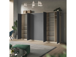 SMARTBett Wohnwand Set mit Schrankbett Standard 140x200 Vertikal + 2 x100-Schränke Eiche Sonoma/Anthrazit