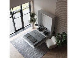SMARTBett Classic 140x200cm Vertical White | Murphy Bed, Folding Wall Bed, Fold Down Bed, Fold-Away Bed, Foldable Bed,