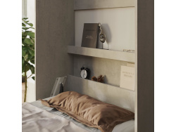 SMARTBett Murphy Bed Standard Comfort 90x200cm Vertical Concrete/White Gloss with Gas Springs