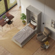 SMARTBett Schrankbett Standard Komfort 90x200 Vertikal Beton/Eiche Sonoma mit Gasdruckfedern