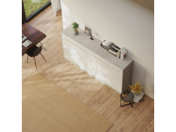 SMARTBett Schrankbett Standard 90x200 Horizontal Beton/Weiss Hochglanz mit Gasdruckfedern