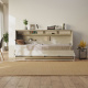 SMARTBett Schrankbett Standard 90x200 Horizontal Beton/Weiss Hochglanz mit Gasdruckfedern