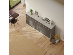 SMARTBett Schrankbett Standard 90x200 Horizontal Beton/Anthrazit Hochglanz mit Gasdruckfedern