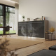 SMARTBett Schrankbett Standard 90x200 Horizontal Beton/Anthrazit Hochglanz mit Gasdruckfedern