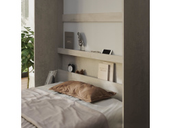 SMARTBett Murphy Bed Standard 120x200cm Vertical Concrete/White with Gas Springs