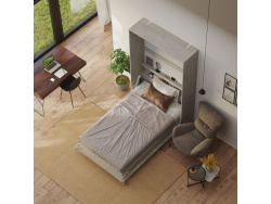 SMARTBett Murphy Bed Standard 120x200cm Vertical Concrete/Oak Sonoma with Gas Springs
