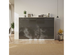 SMARTBett Schrankbett Standard 120x200 Horizontal Beton/Anthrazit Hochglanz mit Gasdruckfedern