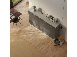SMARTBett Schrankbett Standard 120x200 Horizontal Beton/Anthrazit Hochglanz mit Gasdruckfedern