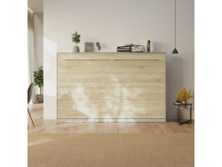 SMARTBett Murphy Bed Standard 120x200cm Horizontal Concrete/Oak Sonoma with Gas Springs
