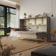 SMARTBett Murphy Bed Standard 120x200cm Horizontal Concrete/Oak Sonoma with Gas Springs