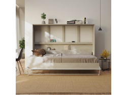 SMARTBett Schrankbett Standard 140x200 Horizontal Beton/Anthrazit mit Gasdruckfedern