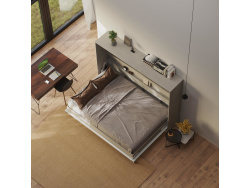 SMARTBett Schrankbett Standard 140x200 Horizontal Beton/Anthrazit mit Gasdruckfedern