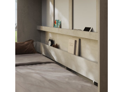 SMARTBett Murphy Bed Standard 140x200cm Horizontal Concrete/Anthracite Gloss with Gas Springs